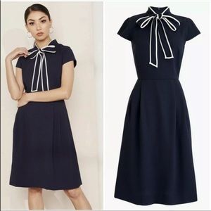 NWT J. Crew Tie Neck Dress in 365 Crepe Navy